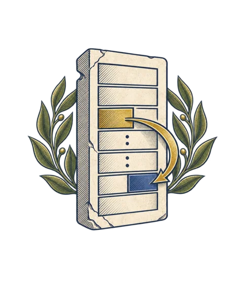 A server stack with a curved arrow pointing to a changed state