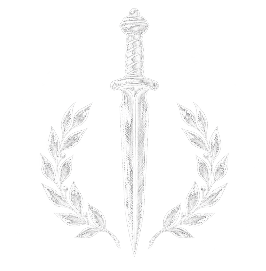 Junior certification emblem: an engraved sword framed by laurels